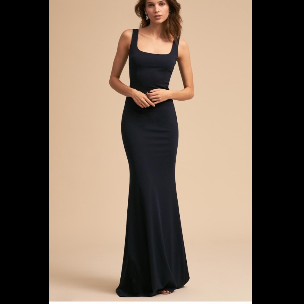 Anthroplogie x Katie May BHLDN Lucy Floor Length Gown in Deep Navy